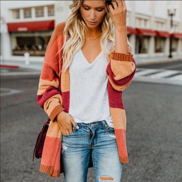 Vici Sweaters - 💛Vici Striped Knit Cardigan🌸